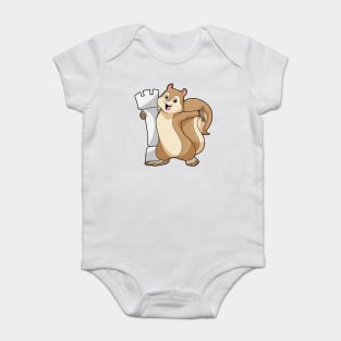 Squirrel at Chess with Chess piece King Baby Bodysuit